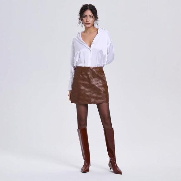 ⚡Women's Brown Knee High Boots 1.5-in Stiletto Low Heel Pull On Pointed Toe - Picture 2 of 6